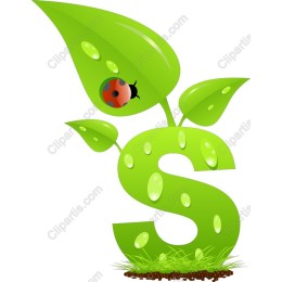 Eco-Friendly Green 'S' Leaf and Ladybug