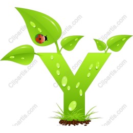 Green Letter Y with Leaves Eco