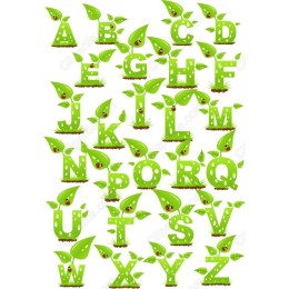 Green Leaf Alphabet Clipart Set