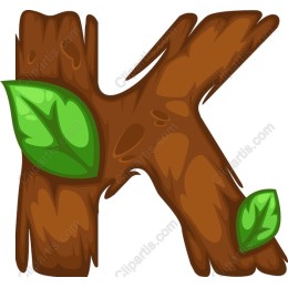 Wooden Letter K with Leaves