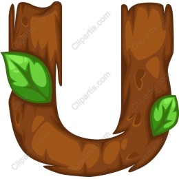 Wooden Letter U with Leaves