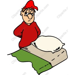 Disgruntled Man by Bed