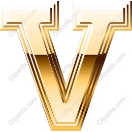 Golden 3D Letter V