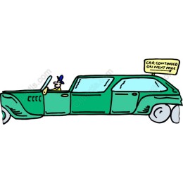Classic Green Car with Humorous Sign