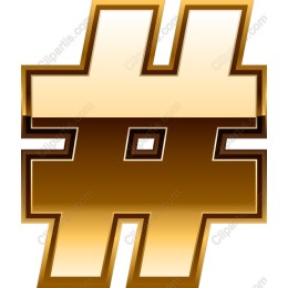 Golden Hashtag Icon