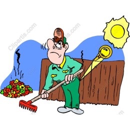 Vibrant Gardener Raking Leaves