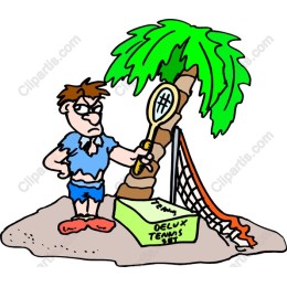 Comical Beach Tennis Player