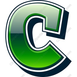 Vibrant Green 3D Letter C