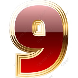3D Gold and Red Number 9