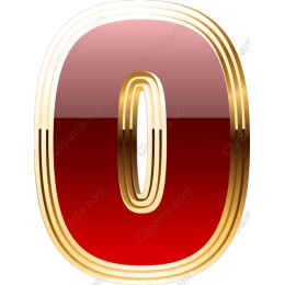 Elegant Number 0 in Red and Gold