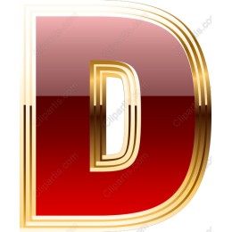 Luxurious 3D Letter D in Red and Gold