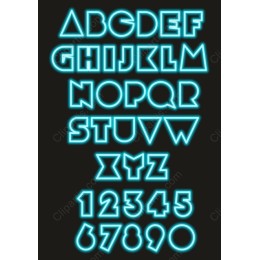 Neon Alphabet & Numbers Clipart Set