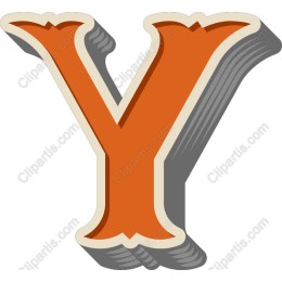 Vintage Orange Letter Y