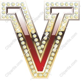 Dazzling Rhinestone Letter V