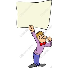 Whimsical Character with Blank Sign