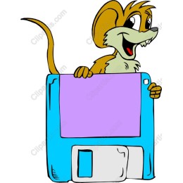 Adorable Cartoon Mouse Peeking Over Floppy Disk