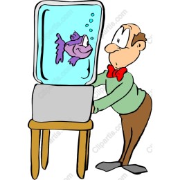 Curious Gentleman with Fish Tank