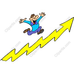 Cheerful Upward Arrow Character