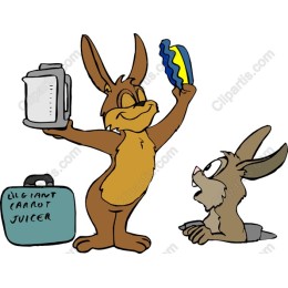 Whimsical Hare with Giant Carrot Juicer
