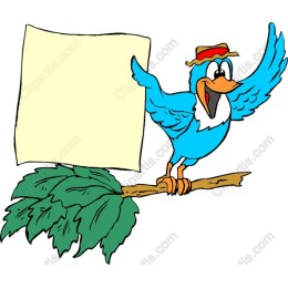 Cheerful Blue Bird with Note
