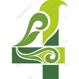 Nature-Inspired Stylized Number 4