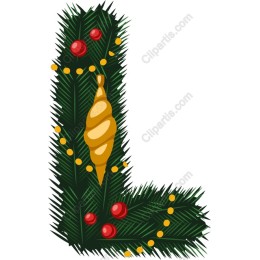 Festive Letter L with Pine and Ornaments