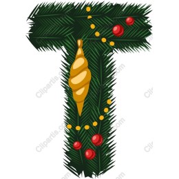 Christmas-Themed Letter 'T'