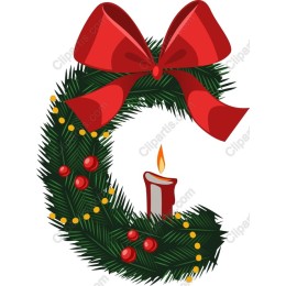 Festive Christmas Wreath with Candle and Bow