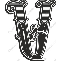 Ornate Vintage Letter V