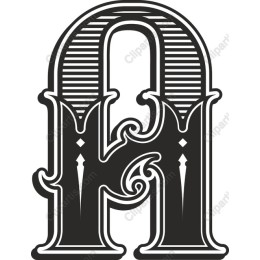 Vintage Letter H - Elegant Black and White