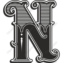 Vintage Ornate Letter 'N'