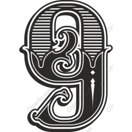 Vintage Ornate Number 9