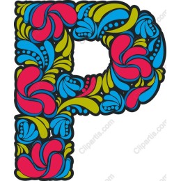 Vibrant Floral Letter P