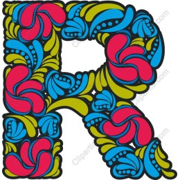 Vibrant Floral Letter R