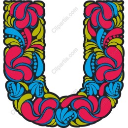 Vibrant Floral Letter U