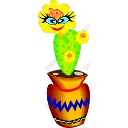 Vibrant Cactus Character in a Pot