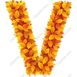Autumn V - Colorful Leaf Letter V Clipart