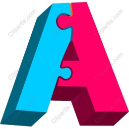 Vibrant 3D Puzzle Piece Letter A