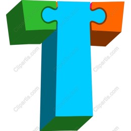 Vibrant 3D Letter T Puzzle Piece