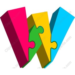 Colorful Puzzle Piece Letter W
