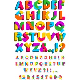 Puzzle Alphabet Clipart Set - Vibrant 3D Letters and Numbers