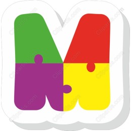 Colorful Puzzle Letter 'M'