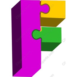 Colorful 3D F Puzzle Piece
