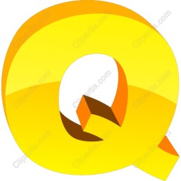 Yellow 3D Letter Q