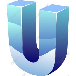 3D Letter U in Teal and Blue