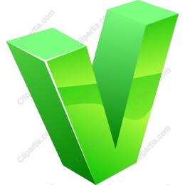 3D Green Letter V