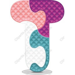 Colorful Puzzle-Like Letter T