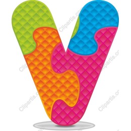 Vibrant Puzzle Piece 'V'