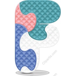 Abstract Letter F in Colorful Textures