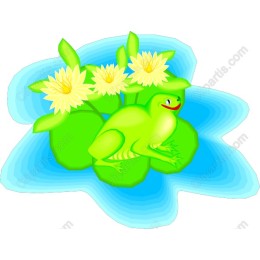 Cheerful Frog on Lily Pads